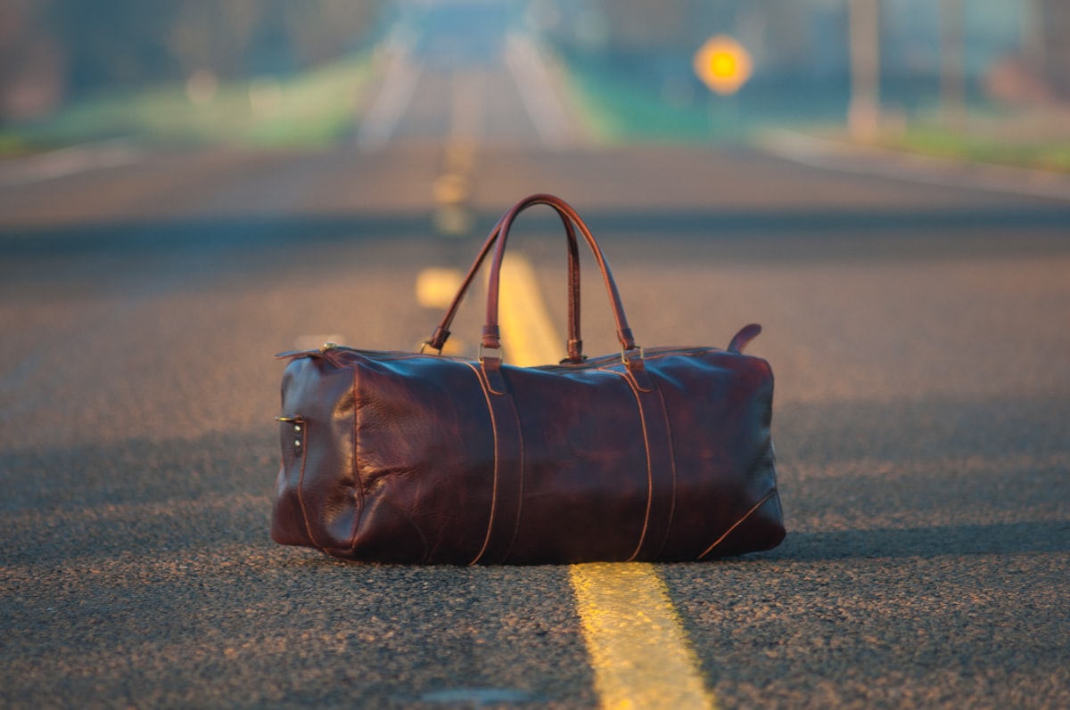 Leather Weekender Duffel Bag